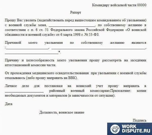 Порядок увольнения из Вооруженных Сил Российской Федерации